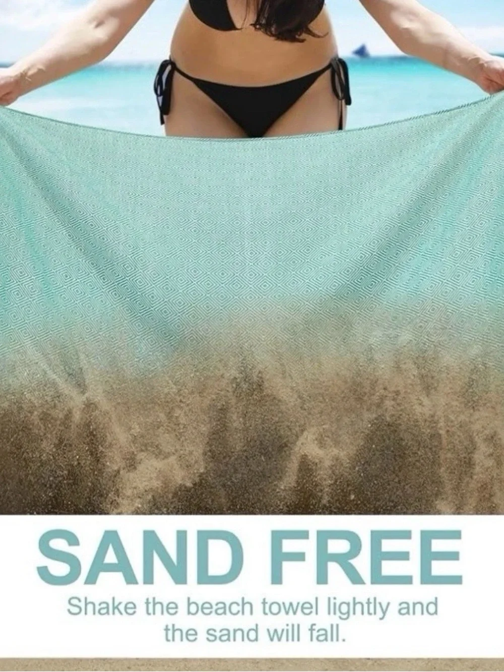 Soft Cotton Turquoise and White Geometric Beach Towel